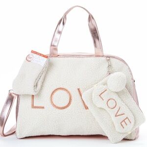 Women's Cream and Pink Tote Bag